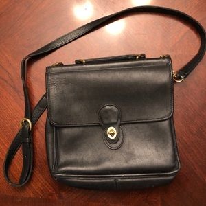 Black vintage leather coach bag